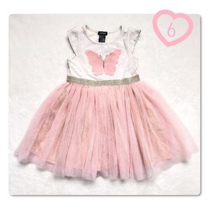 Zunie Reversible Pink & Gold Sequin Butterfly Tulle Dress Size 6